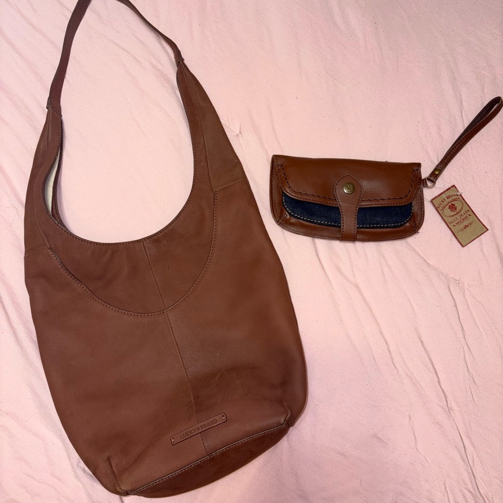 Lucky Brand Tan Leather Hobo Bag and Wallet